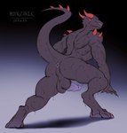 anthro anus back_muscles backsack balls big_butt bodily_fluids butt genitals goo_drip grin grinning_at_viewer looking_at_viewer looking_back male muscular muscular_anthro muscular_male muscular_thighs musk nude pawpads paws penis perineum purple_body purple_butt purple_penis rear_view red_eyes red_spikes slime smile solo spread_anus spread_butt spreading sweat tail teasing teeth teeth_showing moynzarek mythology patreon devourer_(razor_koopa) devourer dragon goo_creature goo_dragon mythological_creature mythological_scalie scalie absurd_res hi_res