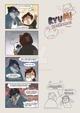 5_fingers accessory anthro bodily_fluids clothing dialogue duo eyewear female fingers gift glasses hair hair_accessory hairclip happy heartbroken male mask plastic_bag sad shirt talking_to_another tears text topwear 2nckw3i ryuga_(2nckw3i) aquatic cougar felid feline leopard_seal mammal pinniped seal 2025 comic digital_drawing_(artwork) digital_media_(artwork) english_text hi_res signature