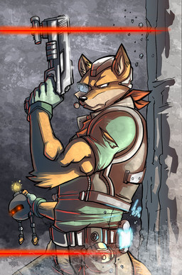 anthro attack belt biceps biped bottomwear clothed clothing electronics fully_clothed fur gun holding_gun holding_object holding_ranged_weapon holding_weapon male microphone muscular muscular_anthro muscular_male pants pose ranged_weapon shirt solo standing topwear vest weapon jaeh mario_bros nintendo star_fox fox_mccloud bob-omb canid canine fox mammal digital_media_(artwork)