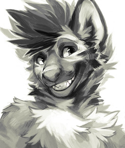 anthro fur hair male simple_background smile solo white_background jeniak hyena mammal 2015 digital_media_(artwork)