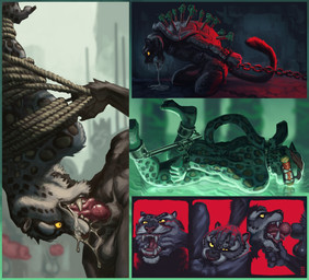 animal_genitalia animal_penis anthro anthro_on_anthro anthro_penetrated anthro_penetrating anthro_penetrating_anthro balls bdsm bodily_fluids bondage bound canine_genitalia canine_penis chain cuff_(restraint) cum cum_drip cum_in_mouth cum_inside cum_on_face dominant dominant_male dripping duo erection fish_hooking forced gag gagged genital_fluids genitals group hand_on_head knot male male/male male_penetrated male_penetrating male_penetrating_male nude oral oral_penetration oral_rape penetration penis public public_sex rape restraints rope sex sheath solo spots spread_legs spreader_bar spreading submissive submissive_male trio momamo dreamworks kung_fu_panda tai_lung_(kung_fu_panda) canid canine felid mammal pantherine snow_leopard absurd_res hi_res multiple_images multiple_scenes