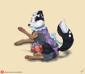animal_genitalia animal_penis anus balls bedroom_eyes big_balls black_body black_fur black_nose bottomless bottomwear bow_tie brown_body brown_fur butt canine_genitalia canine_penis claws clothed clothed_feral clothing clothing_aside crossdressing dress dress_only erection femboy feral finger_claws fluffy fluffy_tail fur fur_markings genitals half-closed_eyes happy huge_balls inner_ear_fluff knot looking_at_viewer male markings multicolored_body multicolored_fur narrowed_eyes panties panties_aside partially_clothed pawpads paws penis perineum piercing pointy_ears presenting presenting_anus presenting_balls presenting_hindquarters presenting_penis prick_ears raised_leg raised_tail seductive simple_background smile solo tail text thick_thighs toe_claws topwear topwear_only translucent translucent_clothing translucent_topwear translucent_underwear tuft underwear underwear_aside white_body white_fur yellow_eyes mohrlex mitus_(zangeeses) canid canine canis domestic_dog mammal absurd_res digital_media_(artwork) english_text hi_res signature sketch url