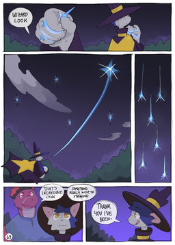anthro biped cape clothing dialogue hat headgear headwear magic male night plant red_eyes shooting_star shrub speech_bubble star text tree wizard_hat yellow_eyes martindosent lynn_(martindosent) the_wizard_(martindosent) domestic_cat felid feline felis lizard mammal reptile scalie absurd_res clip_studio_paint_(artwork) comic digital_media_(artwork) english_text hi_res