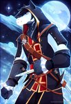 anthro assassin clothing cosplay male moon night sky solo star starry_sky weapon koveliana assassin's_creed ubisoft sable_(oreohorse) equid equine horse mammal 2020 absurd_res hi_res