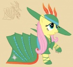 blue_eyes clothing dress feathered_wings feathers female feral hair haute_couture pink_hair solo wings smockhobbes friendship_is_magic hasbro my_little_pony mythology fluttershy_(mlp) equid equine mammal mythological_creature mythological_equine pegasus