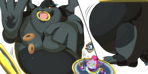 ambiguous_gender belly big_belly black_body dessert doughnut expansion feral food force_feeding forced fur immobile morbidly_obese obese overweight pastry simple_background trapped weight_gain mokeee57 nintendo pokemon generation_5_pokemon generation_6_pokemon hoopa hoopa_(confined) legendary_pokemon pokemon_(species) zekrom absurd_res hi_res
