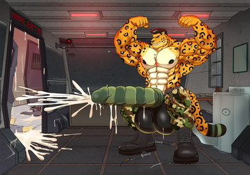 anthro balls big_balls big_muscles big_penis bodily_fluids boots clothing cum cumshot ejaculation footwear genital_fluids genitals glans huge_balls huge_muscles huge_penis humanoid_genitalia humanoid_penis hybrid_genitalia hybrid_penis hyper hyper_balls hyper_genitalia hyper_muscles hyper_penis male muscular orgasm penis prison ribbed_penis shoes solo tail weaponized_penis flasker goldeneyeuro kai_tak_(goldeneyeuro) felid jaguar mammal pantherine 2026