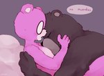 anthro black_nose brown_body dialogue duo eyes_closed eyewear glasses hug purple_body text hunik unicorn_wars padre_(unicorn_wars) sargento_caricias bear mammal 2023 hi_res spanish_text translated