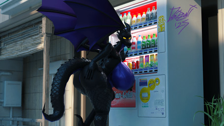 anthro big_breasts big_butt breasts butt female glowing glowing_eyes hand_on_butt machine nipples nude nude_anthro nude_female pose scales solo tail vending_machine wings domizoni mythology dragon mythological_creature mythological_scalie scalie 16:9 3d_(artwork) blender_(artwork) digital_media_(artwork) hi_res pinup widescreen