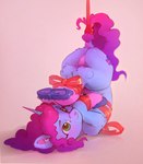 bdsm blush bondage bound curled_hair curled_mane curled_tail dock_(anatomy) docked_tail equid equine featureless_crotch female feral fetlocks fluffy folded green_eyes hair hasbro hi_res hooves horn inner_ear_fluff itssim lacrimal_caruncle looking_at_viewer mammal misty_brightdawn_(mlp) mlp_g5 my_little_pony mythological_creature mythological_equine mythology ribbon_bondage ribbons short_tail smile smiling_at_viewer solo tail tuft underhoof unicorn unicorn_horn upside_down wrapped wrapped_gift