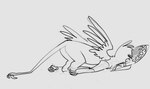 ambiguous_gender bowl butt container eyes_closed feathered_wings feathers feral long_tail lying sleeping solo tail wings alumx mythology avian gryphon mythological_avian mythological_creature hi_res monochrome sketch