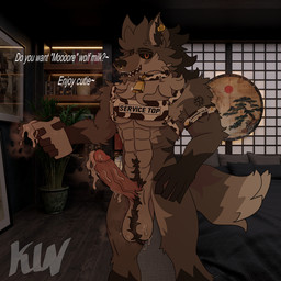 abs accessories_only anthro armband balls big_balls big_muscles big_penis black_sclera bodily_fluids cowbell cum cum_as_milk cum_drip dripping ear_piercing ear_tag ejaculation erection facial_piercing fluffy fluffy_tail genital_fluids genitals glans gloves_(marking) harness huge_balls huge_penis humanoid_genitalia humanoid_penis lidded_eyes male male_anthro markings muscular muscular_anthro muscular_male nose_piercing nose_ring nude_anthro nude_male open_mouth penis percings piercing precum ring_piercing septum_piercing septum_ring service_top service_top_harness sharp_teeth snout solo sweat sweatdrop tail teeth text vein veiny_penis z4rk0 canid canine mammal maned_wolf 1:1 absurd_res english_text hi_res