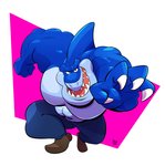 action_pose anthro biceps blue_body boots bottomwear claws clothing fin footwear male muscular muscular_anthro muscular_male pants pecs pose shoes solo teeth talegas street_sharks ripster fish marine shark hi_res