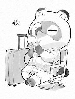 aloha_shirt anthro belly bottomwear chibi clothing kemono one_eye_closed pattern_clothing pattern_shirt pattern_topwear shirt shorts sitting slightly_chubby solo topwear wink masshiro animal_crossing nintendo tom_nook_(animal_crossing) canid canine mammal raccoon_dog tanuki 2020 digital_drawing_(artwork) digital_media_(artwork) monochrome