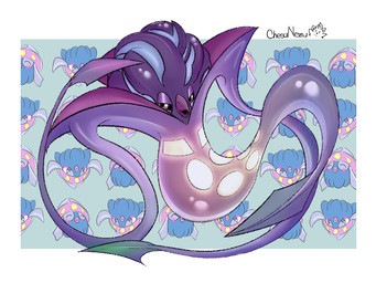 ambiguous_gender anthro solo chesunezu nintendo pokemon pokemon_legends_z-a aquatic cephalopod generation_6_pokemon generation_9_pokemon inkay mega_evolution mega_malamar mollusk pokemon_(species) 4:3