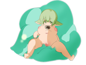 breasts female green_eyes green_hair hair inverted_nipples jewelry navel necklace nipples shortstack shortstack_female slightly_chubby slime solo spread_legs spreading tentacles translucent translucent_body translucent_tentacles いめ animal_humanoid goo_creature humanoid mammal 2015 4:3 censored mosaic_censorship