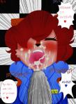 animatronic anthro blue_clothing blue_shirt blue_topwear blush bodily_fluids brown_body brown_fur canid canine clothing comic cum cum_in_mouth cum_inside cum_on_face cum_on_tongue cumshot discordmelody duo ejaculation english_text erection fellatio female five_nights_at_freddy's fox foxy_(fnaf) freckles fur genital_fluids genitals hair heart_symbol hi_res humanoid_genitalia humanoid_penis jasmine_ivory machine male male/female mammal oral orgasm penile penis red_hair robot rodent sciurid scottgames sex shirt solo_focus text tongue topwear tree_squirrel uvula