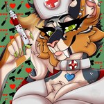 anthro blood bodily_fluids clothing ear_piercing ear_stud female holidays industrial_piercing nurse_clothing nurse_uniform piercing solo syringe uniform biopulse halloween felid feline mammal prehistoric_species saber-toothed_tiger sabertooth_feline 1:1 digital_media_(artwork) hi_res icon