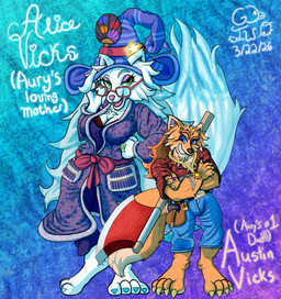 anthro axe bandage bandaged_arm bedroom_eyes belt big_breasts big_hair big_tail blue_eyes bottomwear bra breasts cheek_tuft chest_tuft cleavage clothed clothing crossed_arms denim denim_bottomwear denim_clothing digit_ring duo ears_through_headwear eyebrows eyeshadow eyewear facial_tuft female fur glasses green_eyes hair hand_fan hand_on_hip hat headgear headwear holding_eyewear holding_glasses holding_object jeans jewelry larger_female looking_at_viewer mage_hat magic_user makeup male narrowed_eyes necklace orange_body orange_fur pants plaid potion purple_clothing raised_eyebrow red_clothing red_shirt red_topwear ring robe sash seductive shirt size_difference smaller_male smile smiling_at_viewer star star_pattern tail text tool_belt topwear tuft underwear wedding_ring white_body white_fur witch_hat go-two arctic_fox canid canine fox mammal red_fox true_fox absurd_res english_text hi_res