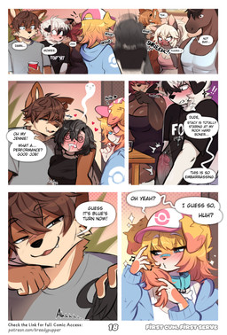 after_kiss anthro big_breasts blush bodily_fluids breasts brown_body brown_fur clothing covering covering_crotch covering_erection covering_penis dialogue dizzy drooling embarrassed erection erection_under_shirt female fur genitals grey_body grey_fur hat headgear headwear heart_symbol huge_breasts humiliation male male/female penis saliva school text unwanted_erection white_body white_fur yellow_body yellow_fur breedypupper conditional_dnp nintendo pokemon becca_(breedypupper) blue_(breedypupper) drax_(breedypupper) jackie_(breedypupper) jennie_(breedypupper) magnus_(breedypupper) stacy_(breedypupper) tyler_(breedypupper) canid equid equine horse mammal absurd_res comic english_text hi_res url