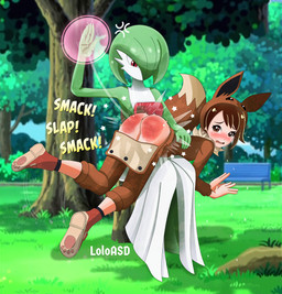 angry bench bodily_fluids butt butt_slap clothing corporal_punishment crying duo female humiliation pajamas park park_bench public public_humiliation punishment reddened_butt slap spank_marks spank_marks_on_ass spanked_butt spanking tears loloasd nintendo pokemon gloria_(pokemon) gardevoir generation_3_pokemon human humanoid mammal pokemon_(species) hi_res