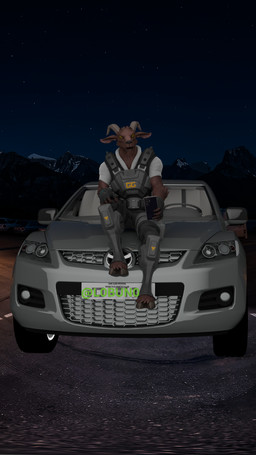 anthro car clothed clothing fur horn male mazda_cx-7 samsung_galaxy_s24_ultra simple_background solo text vehicle l0bun0 epic_games fortnite mazda samsung bovid caprine goat humanoid mammal 3d_(artwork) 4k 9:16 absurd_res digital_media_(artwork) english_text hi_res