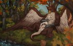 anthro duo feral male male/male maxfactor b.koal mythology gabrielgryphon_(character) avian bird gryphon mammal mustelid musteline mythological_avian mythological_creature stoat true_musteline weasel absurd_res hi_res