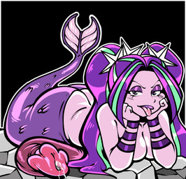 anthro gynomorph hair intersex mermaid_tail purple_body purple_hair solo split_form sanyo2100 equestria_girls hasbro my_little_pony aria_blaze_(eg) aquatic equid equine horse mammal merfolk pony siren absurd_res hi_res