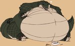 ankle_wraps anthro belly big_belly bowl chest_scar claws container ellipsis food green_body green_scales huge_belly hyper hyper_belly male morbidly_obese morbidly_obese_anthro morbidly_obese_male mostly_nude obese obese_anthro obese_male open_mouth overweight overweight_anthro overweight_male pizza scales scar sitting solo soup speech_bubble tail tail_ridge tan_body tan_scales teeth thick_thighs toe_claws tongue weight_gain wide_hips wraps wrist_wraps stu-the-aggron sturaptor teenage_mutant_ninja_turtles teenage_mutant_ninja_turtles_(2012) leatherhead alligator alligatorid crocodilian reptile scalie