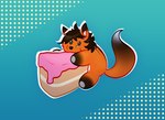 anthro black_body black_fur cake dessert food fur green_eyes grey_body grey_fur hair male orange_body plushie solo tail toy sjevi canid canine fox mammal red_fox true_fox digital_drawing_(artwork) digital_media_(artwork) digital_painting_(artwork) painting_(artwork)