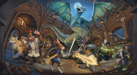 ambiguous_feral ambiguous_gender anthro blue_eyes brown_body brown_eyes brown_fur clothed clothing destruction feral fire fur glistening glistening_eyes green_body green_eyes green_scales group head_tuft holding_melee_weapon holding_object holding_shield holding_sword holding_weapon logo male male_anthro melee_weapon moon mouth_closed night open_mouth orange_eyes quadruped red_eyes red_tongue scales shield standing sword teeth tongue tuft weapon white_body white_fur yellow_body yellow_fur young young_anthro young_male pandapaco mythology bear canid canine dragon giant_panda lagomorph leporid mammal mythological_creature mythological_scalie rabbit scalie species_request artist_logo hi_res signature