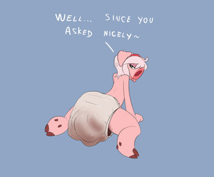 anthro clothing diaper excessive_feces feces green_eyes hair hyper hyper_feces looking_at_viewer male pink_hair scatplay short_hair simple_background soiled_diaper soiling solo text tongue tongue_out unclean_diaper used_diaper white_diaper toby_art vincent_hogson domestic_pig mammal suid suine sus_(pig) english_text