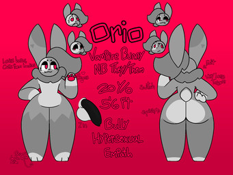 anthro balls big_penis biped black_penis ear_markings eyeshadow flaccid fur fur_markings genitals gloves_(marking) grey_body grey_ears grey_fur grey_hair hair leg_markings long_penis makeup male markings neck_tuft pawpads paws penis pronouns red_eyes socks_(marking) solo stated_adult stated_age text tuft nonbinary_bunny orio_(nonbinary_bunny) lagomorph leporid mammal rabbit vampire 2022 4:3 character_name english_text hi_res model_sheet species_name nonbinary_(lore)