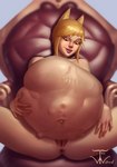 anus belly big_belly bloated blonde_hair body_outline bone_imprints bones_in_stomach chair digestion fatal_vore female female_pred female_prey furniture genitals hair hand_imprint hand_on_own_belly huge_belly humanoid_pred imprint looking_at_belly multiple_prey navel on_chair pubes pussy pussy_imprint same_size_vore sitting sitting_on_chair skull_imprint spread_legs spreading veiny_belly vore teaw00d animal_humanoid canid canid_humanoid canine canine_humanoid fox_humanoid human humanoid mammal mammal_humanoid digital_media_(artwork) digital_painting_(artwork) hi_res