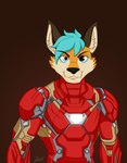 armor heterochromia male eaglerick marvel capyslyfox iron_man canid canine fox mammal hi_res