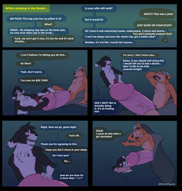 2_penises balls baseball_cap big_balls big_penis black_body black_fur blush camping clothing cock_vore dialogue diphallism duo facial_hair fur genitals hat hat_covering_eyes headgear headwear huge_balls huge_penis hyper hyper_balls hyper_genitalia hyper_penis male male/male multi_genitalia multi_penis no_homo nude nude_male orange_body orange_fur penile penis profanity questionable_consent safe_vore same_size_vore shawn_(gizmo_props) simple_background sleeping sleeping_pred sleeping_prey speech_bubble text unwilling_to_willing_pred vore white_body white_fur willing_prey pervohyena gizmo_props canid canine canis collie domestic_dog herding_dog mammal pastoral_dog sheepdog absurd_res comic english_text hi_res