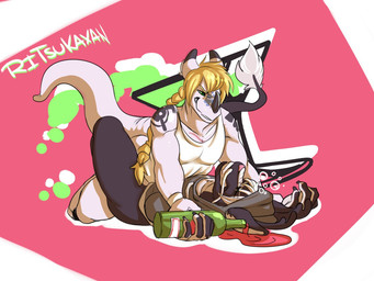alcohol anal anthro beverage cloth drunk duo grin male male/male male_penetrated male_penetrating male_penetrating_male penetration sex simple_background smile substance_intoxication tail wine ritsukaxan mythology nogard_krad_nox dragon hybrid mythological_creature mythological_scalie scalie 4:3
