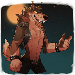 5_fingers abs anthro belt biped black_bottomwear black_clothing black_topwear bone border bottomwear bracelet brown_body brown_claws brown_fur brown_hair brown_pawpads brown_tail chest_tuft claws clothed clothing countershade_face countershade_tail countershade_torso countershading crotch_tuft denim denim_bottomwear denim_clothing ear_piercing ear_tuft fingers fist fluffy fluffy_tail full_moon fur gesture glowing glowing_eyes hair hand_gesture head_tuft humanoid_hands inner_ear_fluff jacket jeans jewelry leather leather_clothing leather_jacket leather_topwear light male mane mane_hair moon moonlight multicolored_body multicolored_fur muscular muscular_anthro muscular_male navel navel_rim neck_tuft night open_clothing open_jacket open_mouth open_smile open_topwear outside_border pants pawpads pecs piercing pointing sharp_teeth sky small_waist smile solo standing star starry_sky studded_bracelet studded_jewelry studs tail tan_body tan_countershading tan_fur tan_tail teeth topwear tuft two_tone_body two_tone_fur white_border yellow_eyes deaglen mythology canid canine canis mammal mythological_canine mythological_creature werecanid werecanine werecreature werewolf wolf 1:1 2015 brown_theme digital_media_(artwork) half-length_portrait lighting portrait