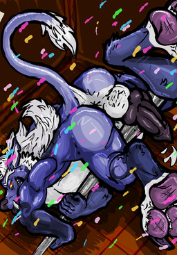 anthro blue_body blue_fur collar fur hair long_hair male spiked_collar spikes pajammersdraws mythology hydroplane canid canid_demon canine demon hellhound mammal mythological_canine mythological_creature tibicena absurd_res hi_res