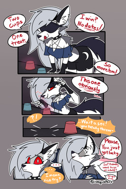 anthro bent_over blindfold blush bodily_fluids cheat dialogue female offscreen_character sniffing solo sweat icey_(artist) hellaverse helluva_boss loona_(helluva_boss) absurd_res comic hi_res