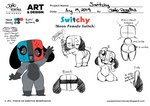 butt dialogue female looking_at_viewer short_stack simple_background solo speech_bubble text thick_thighs white_background joaoppereiraus nintendo nintendo_switch switch_dog switchy_(joaoppereiraus) animate_inanimate canid mammal english_text hi_res model_sheet url