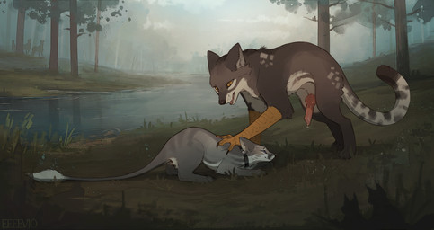 ambiguous_gender animal_genitalia animal_penis anus aroused aroused_by_another aroused_face aroused_male aroused_smile bodily_fluids butt canine_genitalia canine_penis claws collar creek curved_tail digitigrade dripping duo erection feet feral feral_on_feral finger_claws forest forest_background fur fur_markings genital_fluids genitals hindpaw imminent_sex infinite_genital_fluids infinite_precum interspecies knot knotted_penis landscape larger_feral larger_male leaking_precum looking_at_another looking_at_genitalia looking_at_penis lying male male_feral markings nature nature_background outside pawpads paws peeping penis plant precum precum_drip quadruped raised_tail river scuted_arms scutes silver_(metal) size_difference smaller_ambiguous smaller_feral smile snout standing tail tail_anus tail_motion tailwag teeth throbbing throbbing_penis tongue tree water whisker_spots whiskers eeeevio mythology mel_(eeeevio) ody_(eeeevio) rauron sekhmetha canid canine enfield fox hybrid mammal mythological_creature rodent sciurid tree_squirrel 2d_animation animated animated_png digital_drawing_(artwork) digital_media_(artwork) frame_by_frame loop