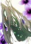 bodily_fluids crying detailed_background ear_piercing ear_ring floral_background looking_down male piercing ring_piercing sad solo tears tears_of_sadness chikichikitaron nintendo tears_of_the_kingdom the_legend_of_zelda rauru_(tears_of_the_kingdom) zonai hi_res watermark