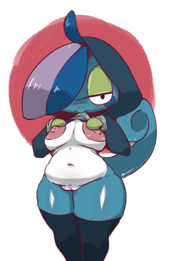 anthro anthrofied areola arms_bent belly big_breasts blue_body blue_clothing blue_hoodie blue_skin blue_spots blue_tail blue_topwear breasts cheek_spots clothed clothed_anthro clothed_female clothing clothing_lift clothing_pull curled_tail featureless_hands female female_anthro genitals glistening_thighs hand_on_breast hoodie hoodie_lift legwear multicolored_body multicolored_skin navel nipples one_eye_obstructed partially_clothed_anthro partially_clothed_female pink_areola pink_nipples pokemorph presenting presenting_breasts pseudo_hair pupils slightly_chubby slightly_chubby_anthro slightly_chubby_female slit_nostrils solo spots tail thick_thighs thigh_highs topwear vulva white_body white_eyes white_skin wide_hips vono nintendo pokemon drizzile generation_8_pokemon pokemon_(species) 2025 cel_shading digital_drawing_(artwork) digital_media_(artwork) portrait shaded three-quarter_portrait