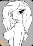 anthro breasts female freckles medium_breasts nipples solo text killerqueen1911 friendship_is_magic hasbro my_little_pony pear_butter_(mlp) earth_pony equid equine horse mammal pony absurd_res hi_res line_art portrait unfinished url