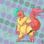 1:1 2022 absurd_res anthro archeops aztepyeen biped black_eyes blue_body bodily_fluids clitoris dialogue dotted_background english_text fan_character female fossil_pokemon front_view generation_5_pokemon genital_fluids genitals hi_res holding_own_tail holding_tail multi_tone_body nintendo nude open_mouth pattern_background penetration pokemon pokemon_(species) pussy red_body sex_toy sex_toy_in_pussy sex_toy_insertion simple_background solo standing tail talking_to_viewer text thick_thighs vaginal vaginal_fluids vaginal_penetration vibrator vibrator_hip_strap vibrator_in_pussy virgo_(character) yellow_body
