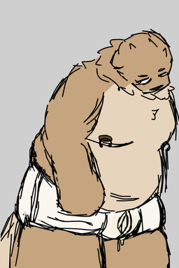 anthro bodily_fluids genital_fluids male obese overweight overweight_anthro overweight_male precum solo standing marmasoad mammal mustelid otter 2:3 absurd_res hi_res