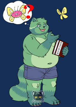 4_toes 5_fingers anthro asking belly book border dessert detailed_ambient_creature doughnut duo fangs feet fingers food holding_book holding_object male navel open_mouth overweight overweight_anthro overweight_male pastry pink_tongue question_mark shirtless_anthro shirtless_male simple_background solo_focus standing teeth text thought_bubble toes tongue transparent_background transparent_border wondering maaudaan_tg is_this_a_pigeon the_brave_fighter_of_sun_fighbird fred_(fredrick_brennan) ambient_arthropod ambient_butterfly ambient_flier ambient_insect arthropod butterfly insect lepidopteran mammal procyonid raccoon absurd_res alpha_channel hi_res japanese_text meme watermark