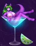 anthro cocktail_glass container cup digitigrade drinking_glass female glass glass_container glass_cup pose solo almond_deer lecia cougar felid feline mammal pantherine absurd_res hi_res pinup