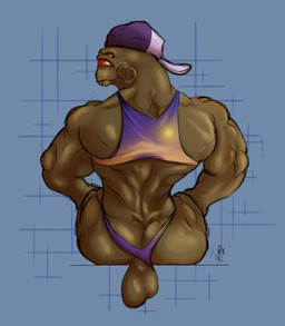 anthro back_muscles balls biceps butt clothing clothing_aside fangs genitals hat headgear headwear looking_at_viewer looking_back male minimal_clothing muscular muscular_male presenting presenting_balls presenting_hindquarters rear_view red_eyes simple_background solo teeth thong thong_aside underwear underwear_aside ghstaquila half-life valve vortigaunt absurd_res digital_media_(artwork) hi_res